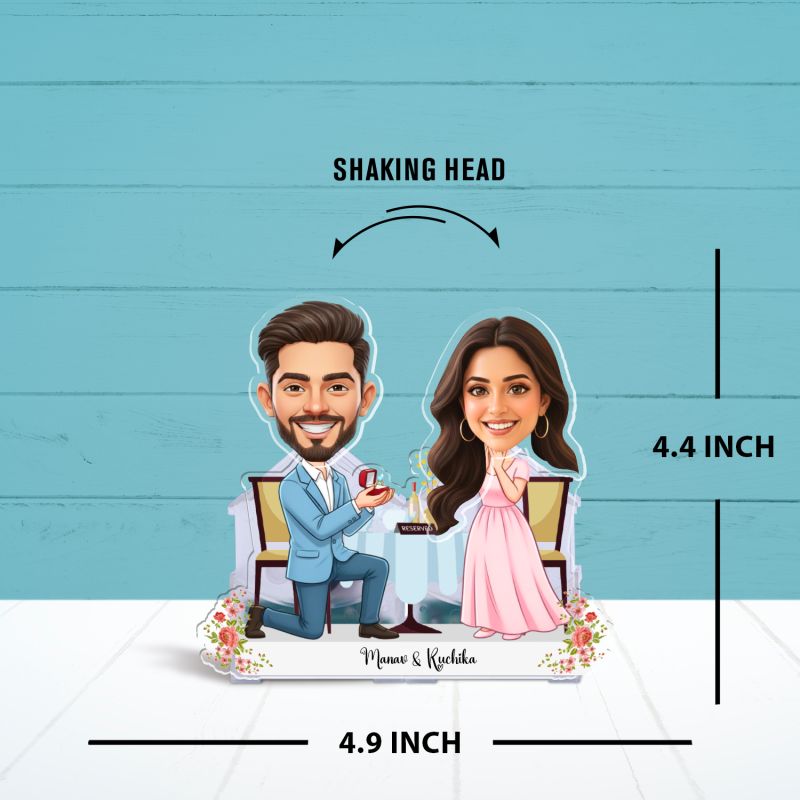 Personalized Booblehead Caricature Battery Powered with Shaking Head Feature Marriage Purpose Gift for Girlfriend Gift for Engagement & Valentines Day Tabletop & Car Dashboard